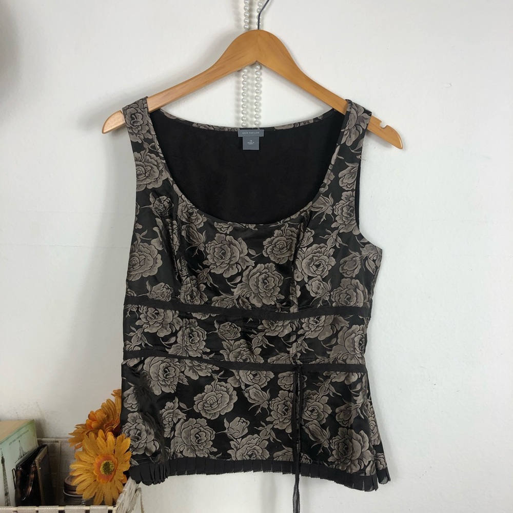 Ann Taylor Brown Floral Sleeveless Top 10
